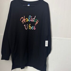 Old Navy Black Sweatshirt with Colorful Holiday Vibes